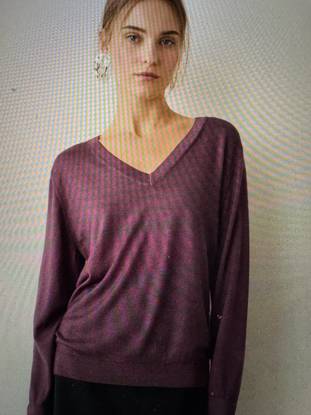 Abercrombie & fitch v neck slouchie cashmere sweater v neck plum